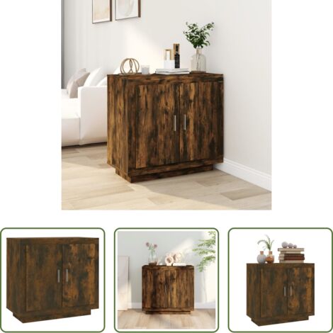 Aparador roble ahumado -  Aparador madera contrachapada color roble ahumado 80x40x75 cm