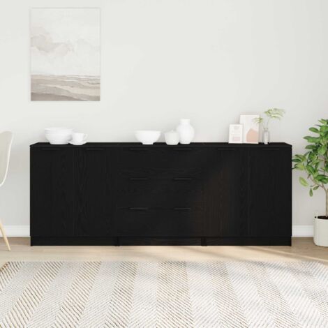 Aparador Roble Negro 180 x 30 x 70 cm Madera contrachapada