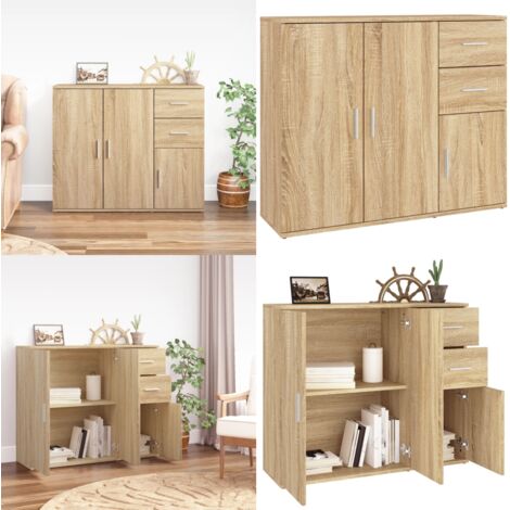 Aparador Roble Sonoma 91x29,5x75 cm Madera de ingeniería - Aparador de roble Sonoma - Aparador de almacenamiento