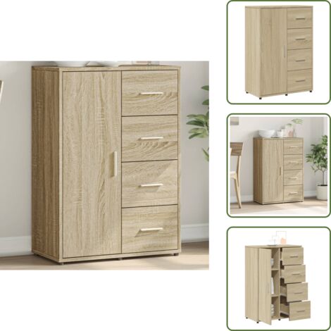 Aparador roble Sonoma - vidaXL Aparador de madera de ingeniería roble Sonoma 60x31x84 cm - Almacenamiento de objetos