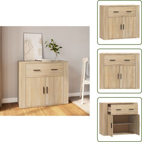 Aparador roble Sonoma - vidaXL Aparador madera contrachapada color roble Sonoma 80x33x70 cm - Muebles para habitación