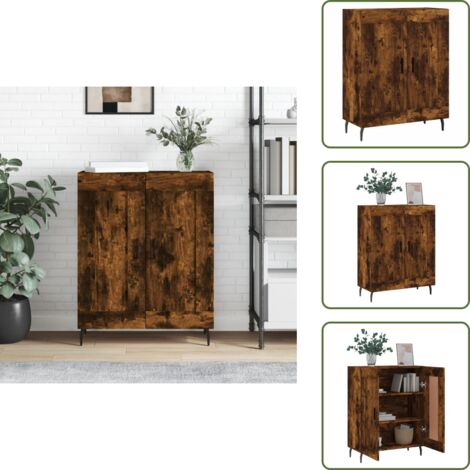Aparador roble - vidaXL Aparador de madera de ingeniería roble ahumado 69,5x34x90 cm - Muebles de almacenamiento