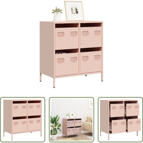 Aparador rosa -  Aparador de acero laminado en frío rosa 68x39x73,5 cm