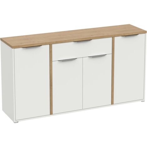 Aparador Salón Acces 4P Roble Hamilton y Blanco Mate 161 cm