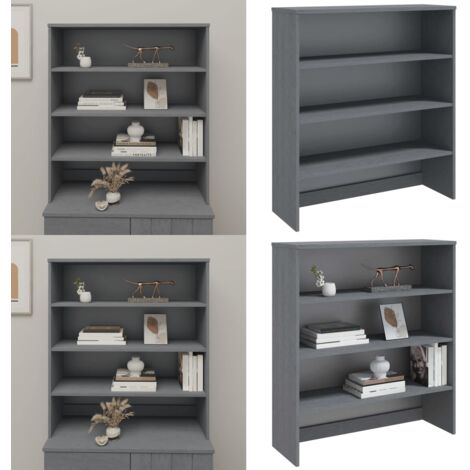 Aparador superior HAMAR pino macizo gris oscuro 90x30x100 cm - Madera maciza - Estantes