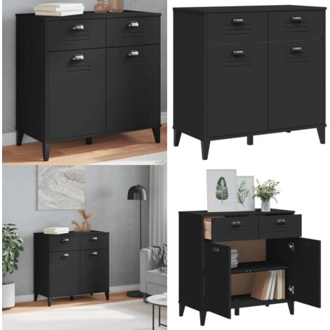 Aparador VIKEN madera de ingeniería negro 80x40x80 cm - Madera de ingeniería - Muebles de almacenamiento