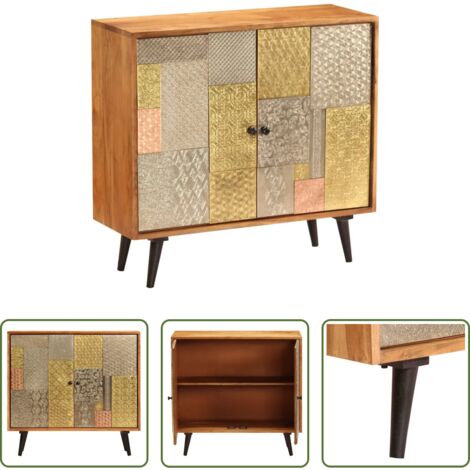 Aparador vintage -  Aparador de madera maciza de acacia 80x30x75 cm