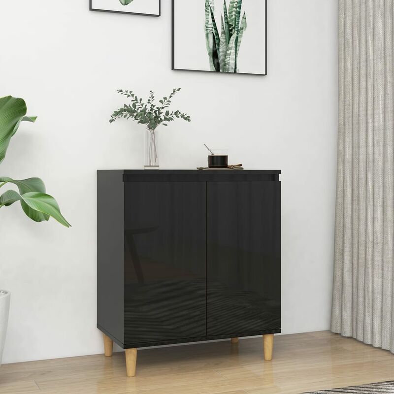 

Aparador y patas de madera maciza negro brillante 60x35x70cm