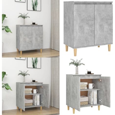 Aparador y patas madera contrachapada gris hormigón 60x35x70 cm - Armario de libros - Aparador