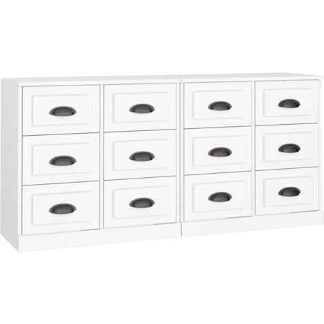 Aparadores 2 piezas madera contrachapada blanco vidaXL
