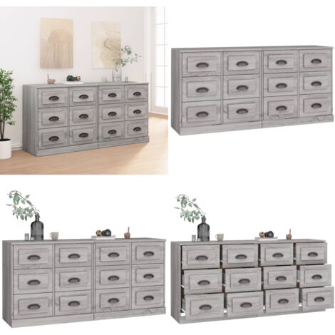 Aparadores 2 piezas madera contrachapada gris Sonoma - Aparadores de madera contrachapada - Aparadores para casa