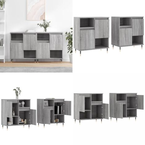 Aparadores 2 piezas madera contrachapada gris Sonoma - Aparadores de madera contrachapada - Aparadores para casa