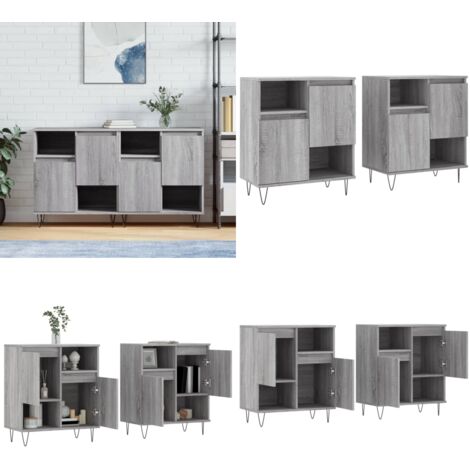 Aparadores 2 piezas madera contrachapada gris Sonoma - Aparadores de madera contrachapada - Aparadores para casa