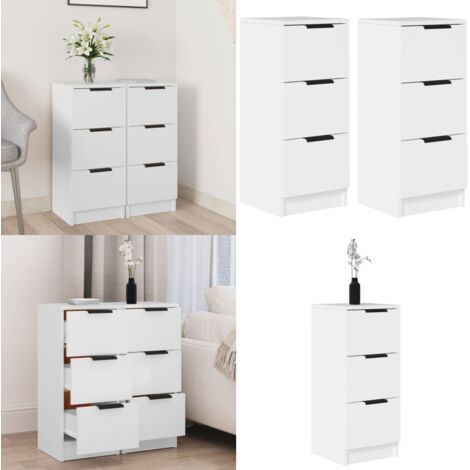 Aparadores 2 uds madera contrachapada blanco 30x30x70 cm - Madera contrachapada - Armario