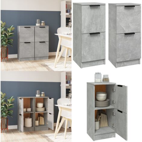 Aparadores 2 uds madera contrachapada gris hormigón 30x30x70 cm - Armario - Madera contrachapada