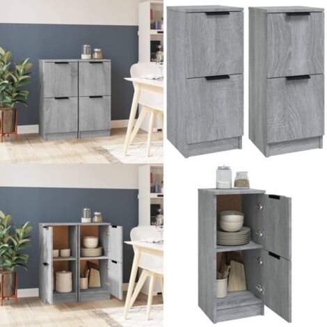 Aparadores 2 uds madera contrachapada gris Sonoma 30x30x70 cm - Armario - Madera contrachapada