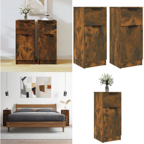 Aparadores 2 uds madera contrachapada roble ahumado 30x30x70 cm - Armario - Almacenamiento
