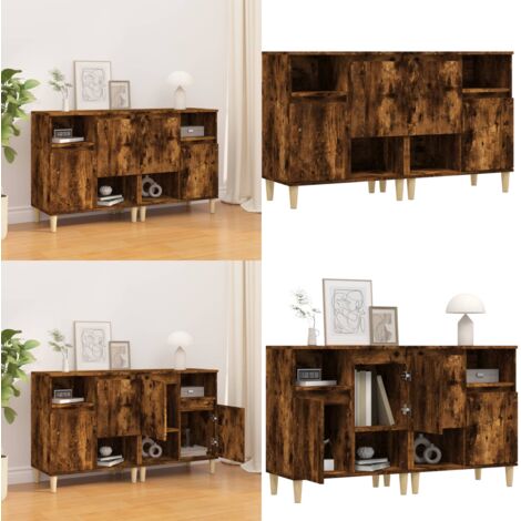 Aparadores 2 uds madera contrachapada roble ahumado 60x35x70 cm - Aparadores de roble - Aparadores con patas