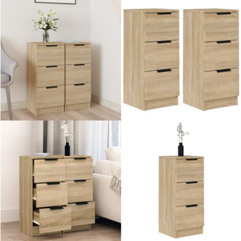 Aparadores 2 uds madera contrachapada roble Sonoma 30x30x70 cm - Madera contrachapada - Armario