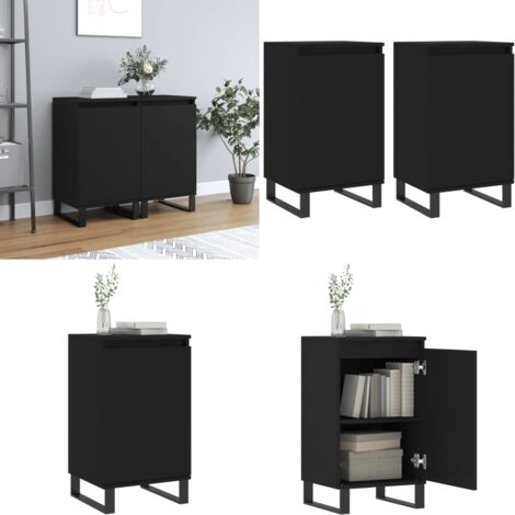 Aparadores 2 uds madera de ingeniería negro 40x35x70 cm - Madera de ingeniería - Armario