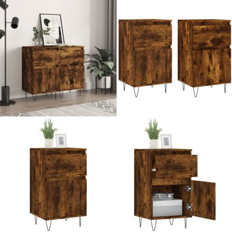 Aparadores 2 uds madera de ingeniería roble ahumado 40x35x70 cm - Madera de ingeniería - Almacenamiento