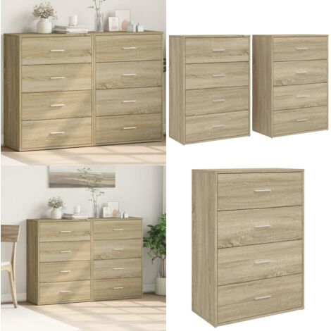 Aparadores 2 uds madera de ingeniería roble Sonoma 60x31x84 cm - Aparadores de ingeniería - Aparadores de roble Sonoma