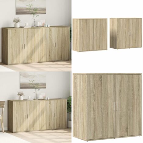 Aparadores 2 uds madera de ingeniería roble Sonoma 79x38x80 cm - Aparadores de ingeniería - Aparadores de roble Sonoma