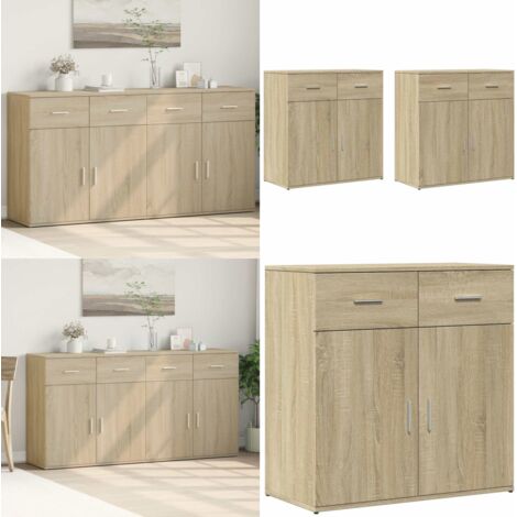 Aparadores 2 uds madera de ingeniería roble Sonoma 79x38x80 cm - Aparadores de ingeniería - Aparadores de roble Sonoma