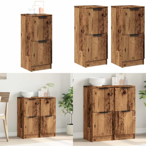 Aparadores 2 uds madera ingeniería madera envejecida 30x30x70cm - Armario - Madera envejecida