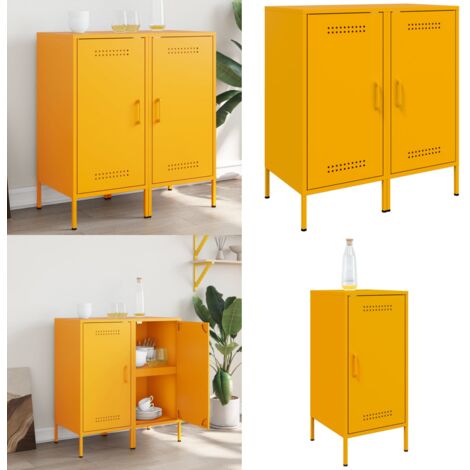 Aparadores 2 unidades acero amarillo mostaza 36x39x79 cm - Almacenamiento - Muebles industriales