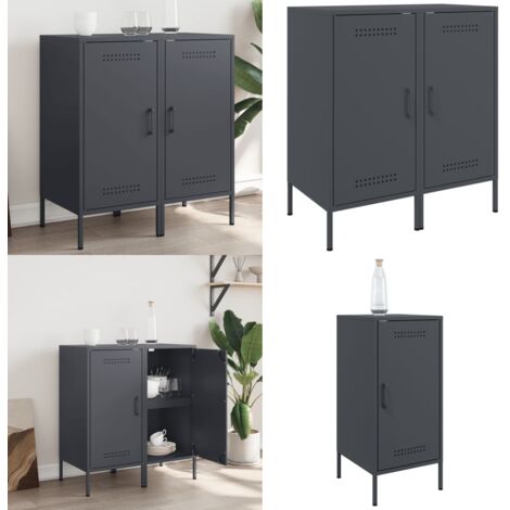 Aparadores 2 unidades acero gris antracita 36x39x79 cm - Almacenamiento - Muebles industriales