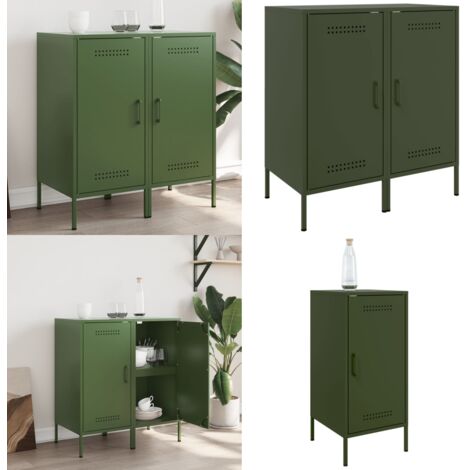 Aparadores 2 unidades acero verde oliva 36x39x79 cm - Almacenamiento - Muebles industriales
