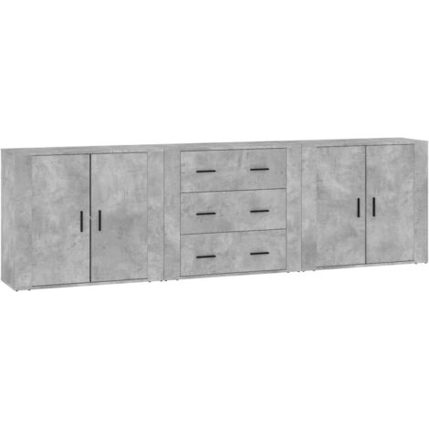Aparadores 3 piezas madera contrachapada gris cemento vidaXL
