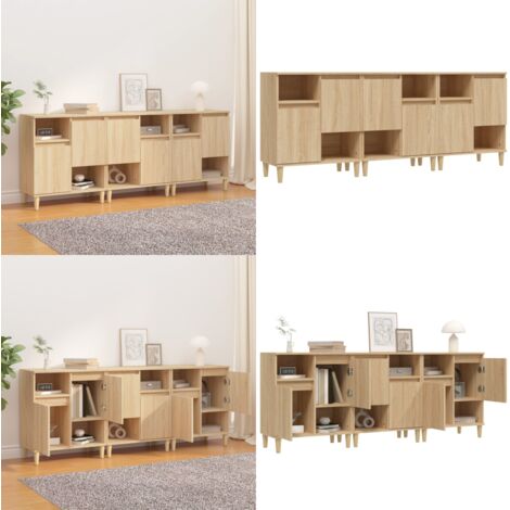 Aparadores 3 uds madera contrachapada roble Sonoma 60x35x70 cm - Aparadores de roble - Aparadores con patas de madera