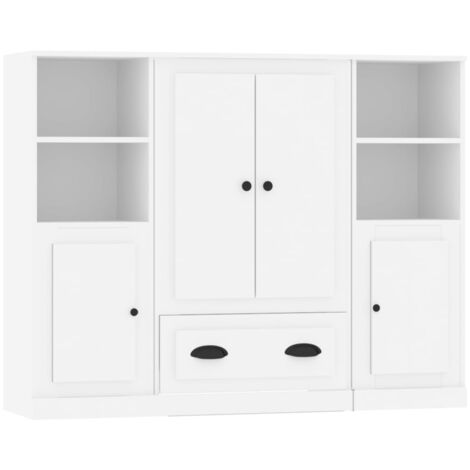 Aparadores altos 3 piezas madera contrachapada blanco vidaXL