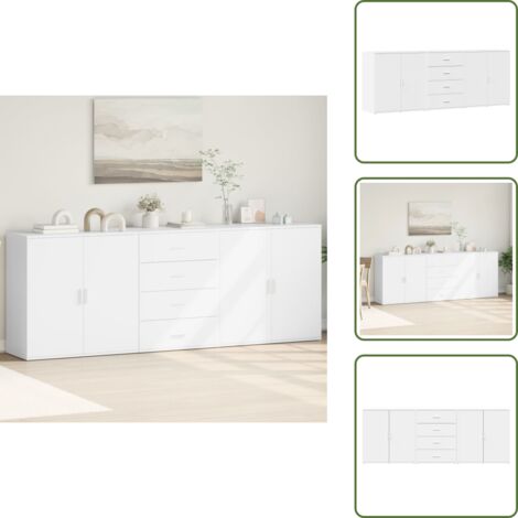Aparadores de almacenamiento - vidaXL Aparadores 3 uds madera contrachapada blanco - Aparadores modernos