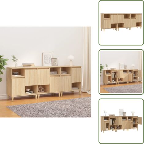 Aparadores de almacenamiento - vidaXL Aparadores 3 uds madera contrachapada roble Sonoma 60x35x70 cm - Aparadores decorativos