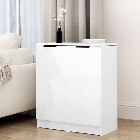 Aparadores de comedor Armarios de cocina Muebles Aparador 2 uds madera contrachapada blanco brillo 30x30x70 cm BHU99372 MaisonChic