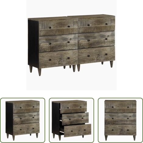 Aparadores de mango -  Aparadores 2 uds de madera maciza de mango gris claro