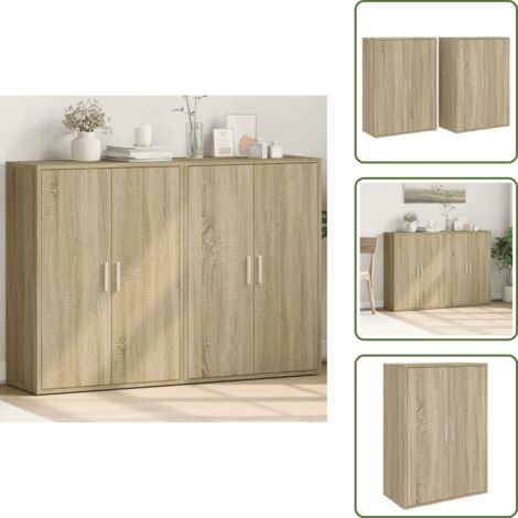 Aparadores de roble Sonoma - vidaXL Aparadores 2 uds madera de ingeniería roble Sonoma 60x31x84 cm - Aparadores de almacenamiento