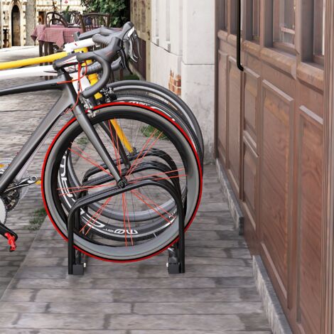 Aparcamiento para 3 Bicicletas Soporte de Acero para Aparcar Bicicletas en el Suelo o Pared 76x33x27 cm Negro
