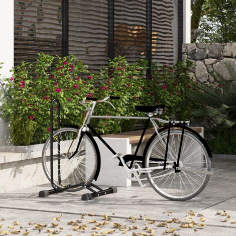 Aparcamiento para Bicicletas Vertical y Horizontal con Ganchos Ajustables para Bicicletas de 24-29 Pulgadas y 700 C Negro