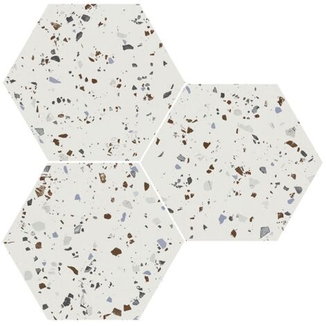 Apavisa – Carrelage grès cérame effet terrazzo 29x25 cm blanc – Mat – Adapté pour intérieur et extérieur – Boîte de 0.94 m2