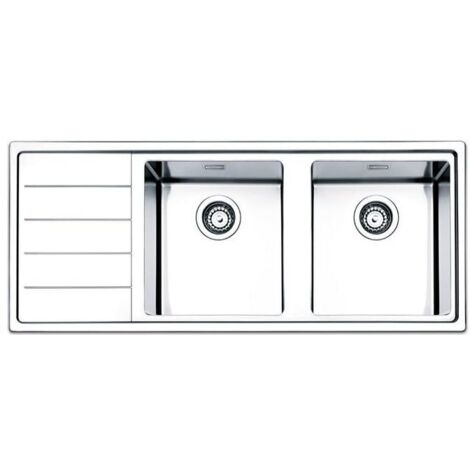Apell LNP1162ILBC Serie Linear Plus Lavello Acciaio Spazzolato da Incasso Gocciolatoio a Sinistra 2 vasche 116x50cm