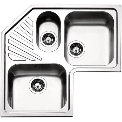 Apell ROAN3IBC Lavello Acciaio inox spazzolato da Incasso ad Angolo Gocciolatoio centrale 2 Vasche e mezza 83x83cm