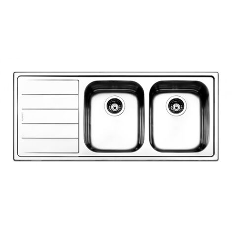 Apell Serie Linear Lavello da Incasso 2 Vasche a Destra con Gocciolatoio Dimensione 116 x 50 cm Colore Inox
