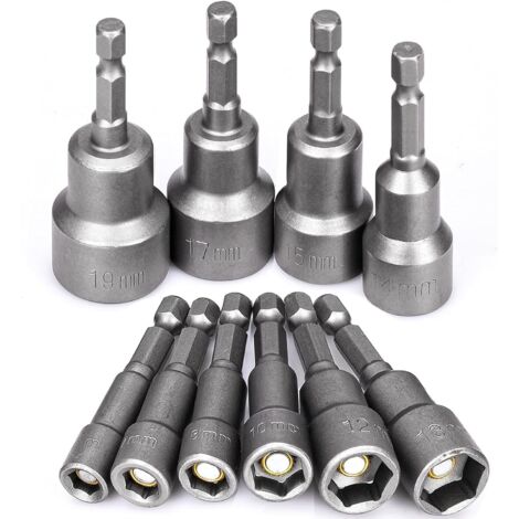APEX 10 Pièces Douille Visseuse Magnétique 6mm -19 mm Adaptateur Douille Visseuse a Choc Hexagonal
