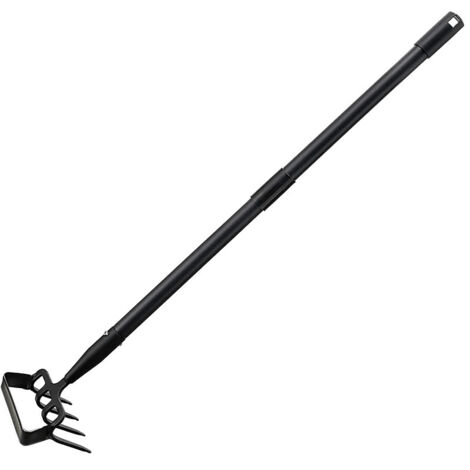 APEX 170cm Houe à étrier et râteau à pointes 4 dents 2 en 1  acier inoxydable  action réglable pour désherber/meubler le so