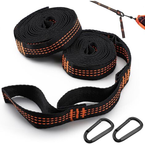 APEX 2 Pièces Sangles pour Hamac, 2m2,5cm Fixation Hamac avec 2 Mousquetons,pour BalançOire Camping Charge Maximale : 200 Kg
