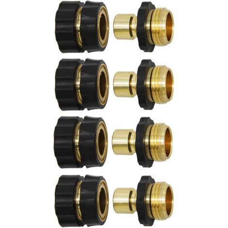 APEX 3/4 Inch Garden Hose Fitting Quick Connector Male and Female Set, 4 Set